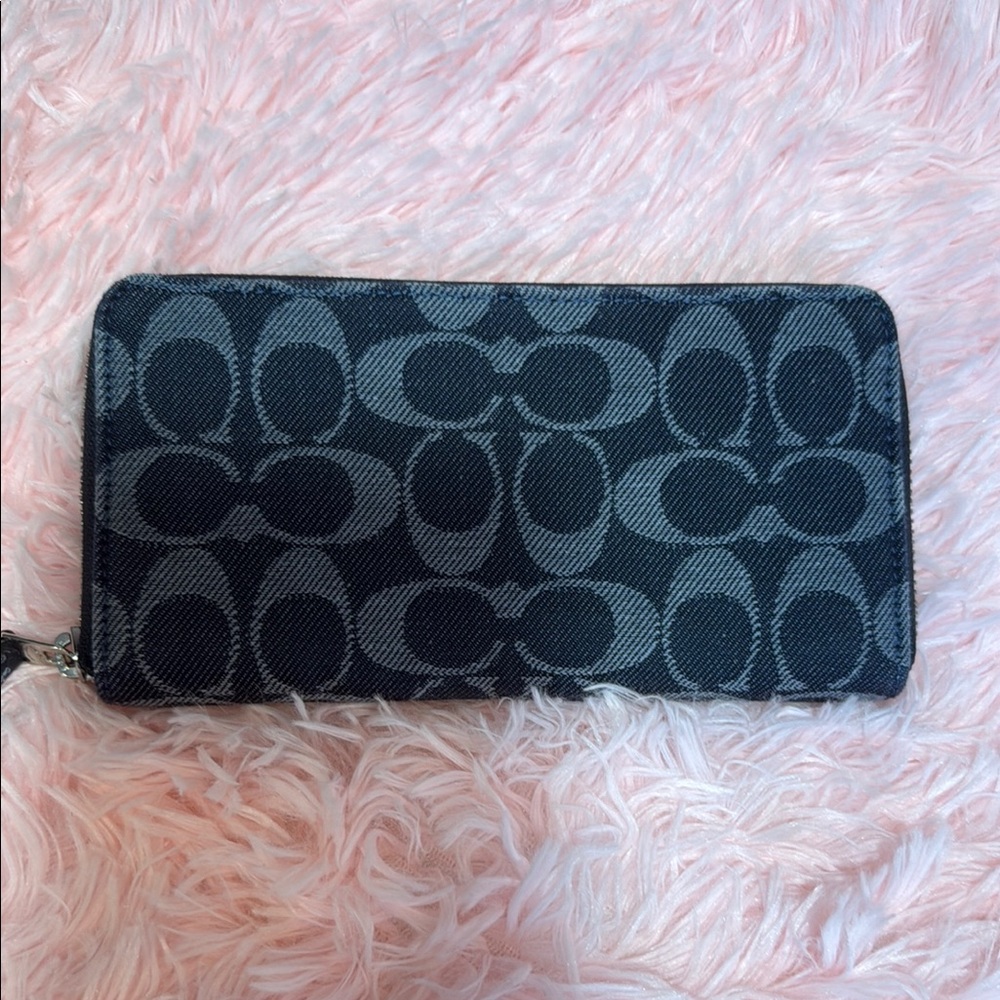 Coach Blue Denim Signature Wallet